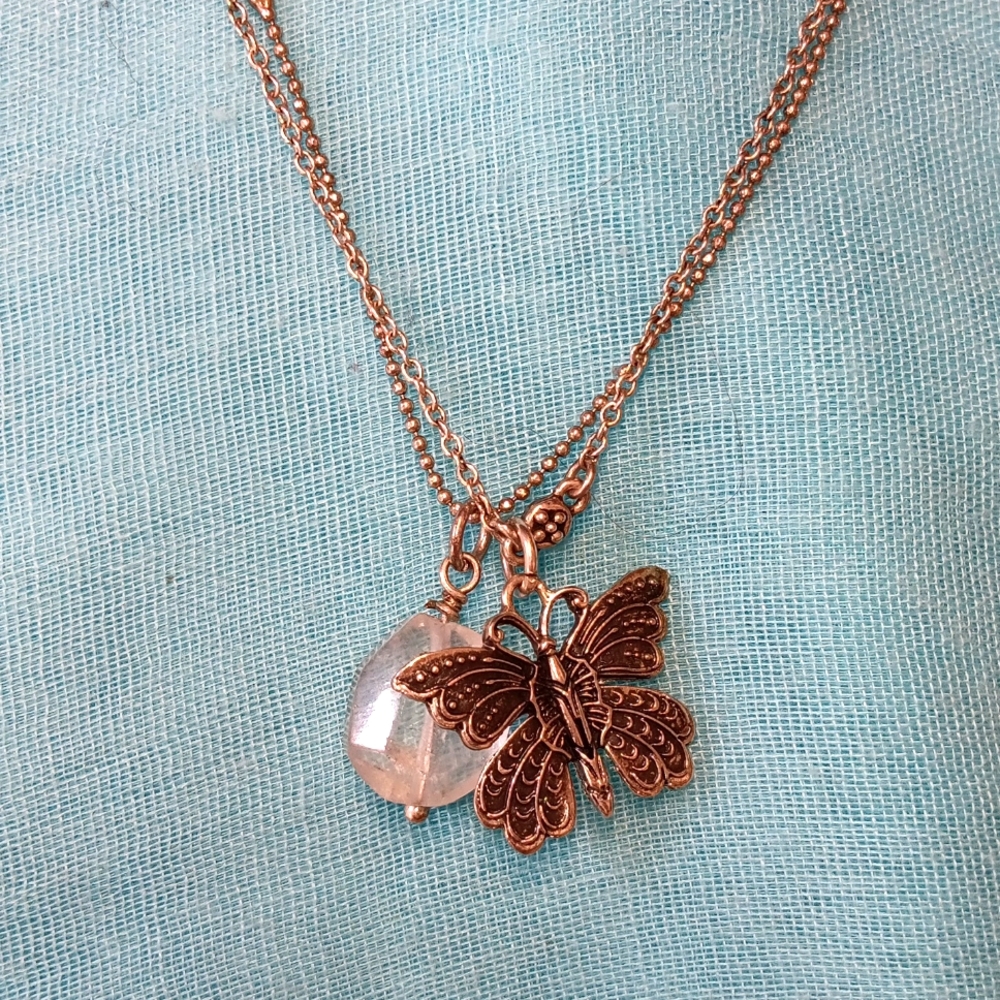 3-10-7 Lucky brand doyble necklace can be just one  good condition pendant
